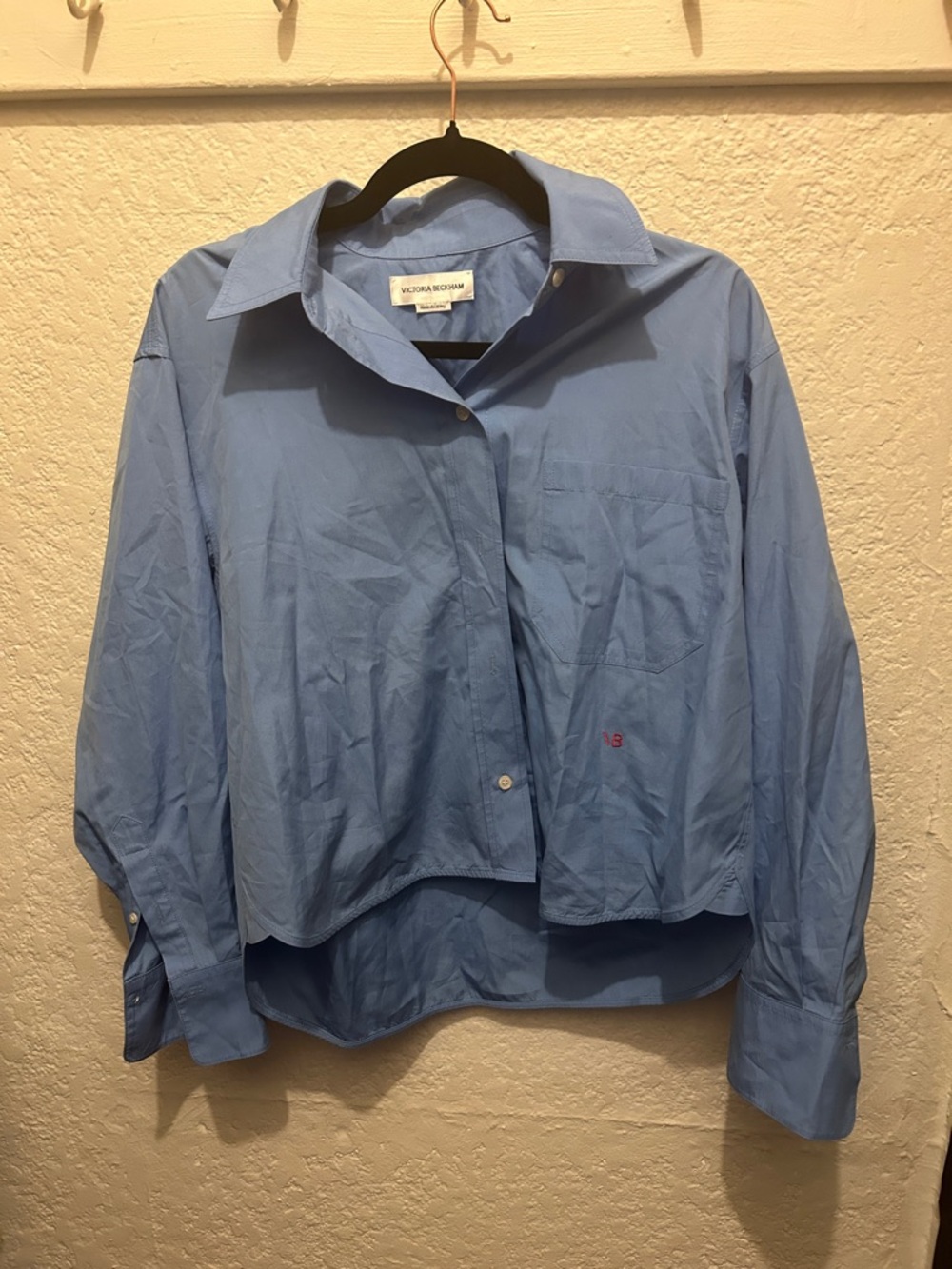 Victoria Beckham Sky Blue Relaxed Button-Front Shirt